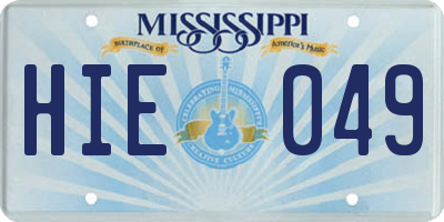 MS license plate HIE049