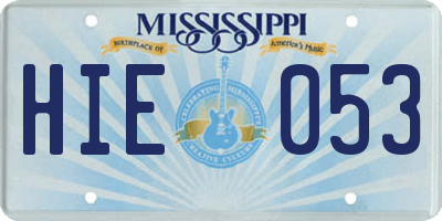 MS license plate HIE053