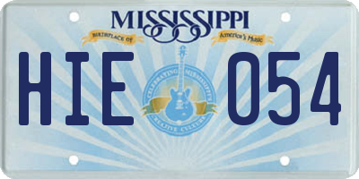 MS license plate HIE054