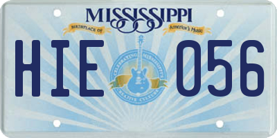 MS license plate HIE056