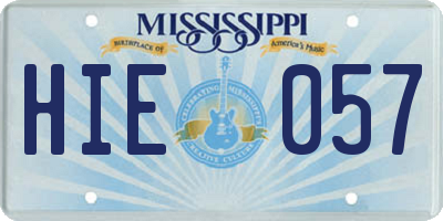 MS license plate HIE057
