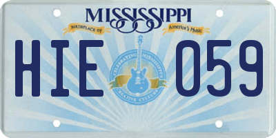 MS license plate HIE059