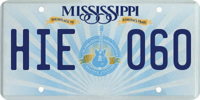 MS license plate HIE060
