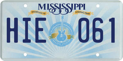 MS license plate HIE061