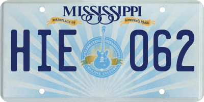 MS license plate HIE062