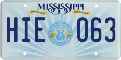 MS license plate HIE063