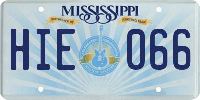 MS license plate HIE066