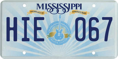 MS license plate HIE067