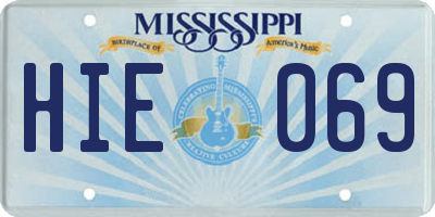 MS license plate HIE069