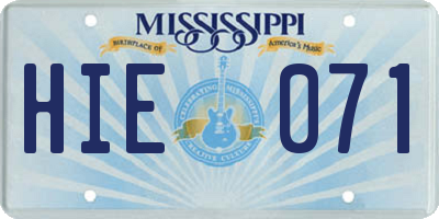 MS license plate HIE071