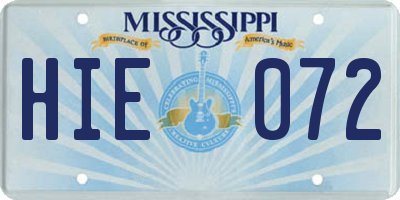 MS license plate HIE072
