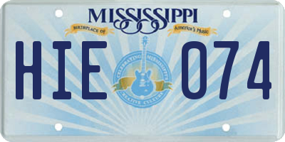 MS license plate HIE074
