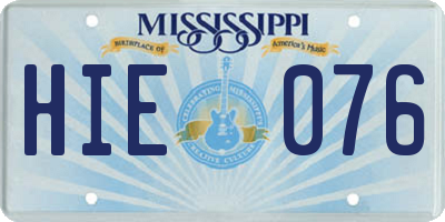 MS license plate HIE076