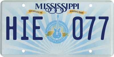 MS license plate HIE077