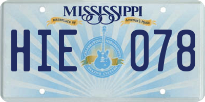 MS license plate HIE078