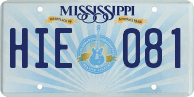 MS license plate HIE081