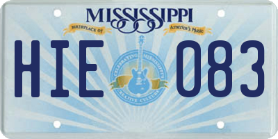 MS license plate HIE083