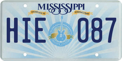 MS license plate HIE087