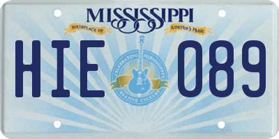 MS license plate HIE089