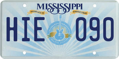 MS license plate HIE090