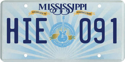 MS license plate HIE091
