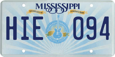 MS license plate HIE094