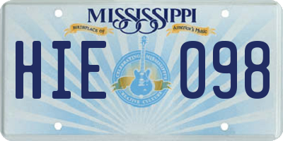 MS license plate HIE098