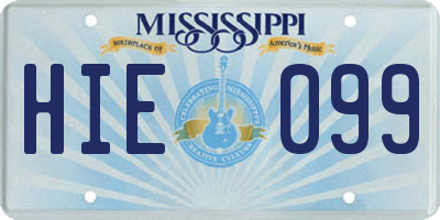 MS license plate HIE099