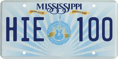 MS license plate HIE100