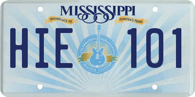 MS license plate HIE101