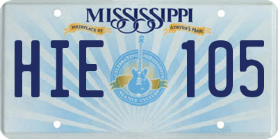 MS license plate HIE105