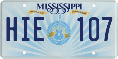 MS license plate HIE107