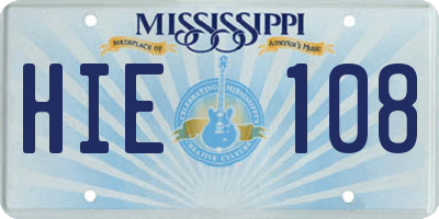 MS license plate HIE108