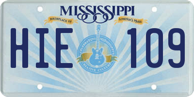 MS license plate HIE109