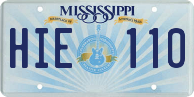 MS license plate HIE110
