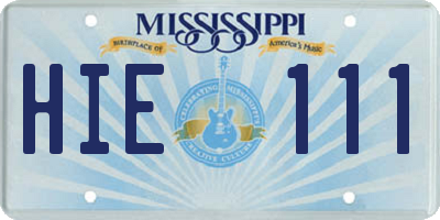 MS license plate HIE111