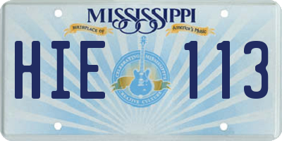 MS license plate HIE113
