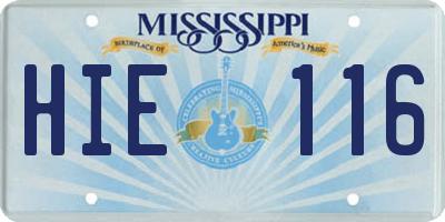 MS license plate HIE116