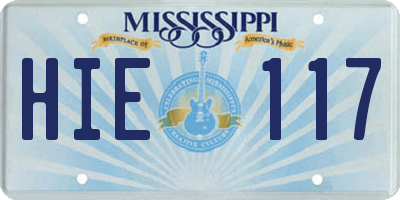 MS license plate HIE117