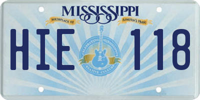 MS license plate HIE118