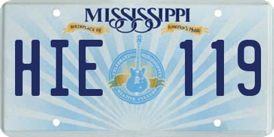 MS license plate HIE119