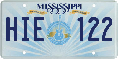 MS license plate HIE122