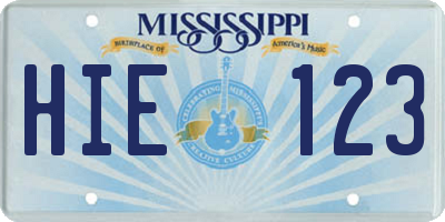 MS license plate HIE123