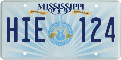 MS license plate HIE124