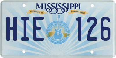 MS license plate HIE126