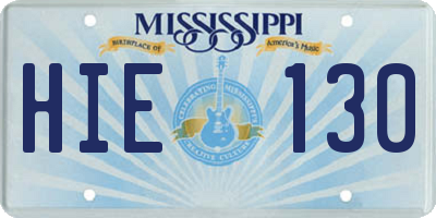 MS license plate HIE130