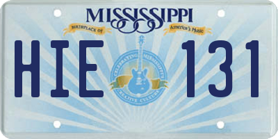 MS license plate HIE131