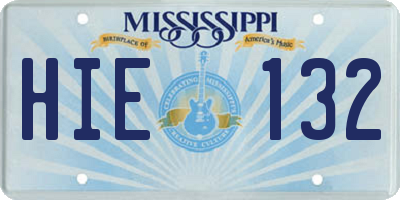 MS license plate HIE132