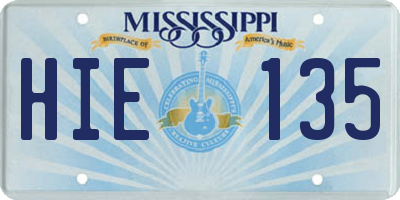 MS license plate HIE135