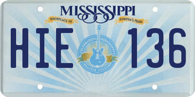 MS license plate HIE136